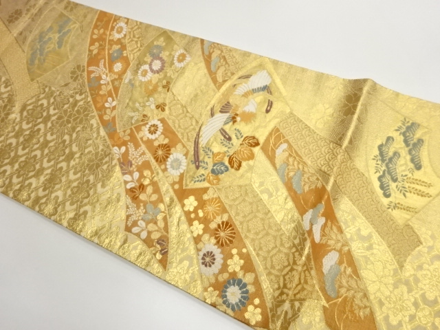 JAPANESE FUKURO OBI / WOVEN FLORAL PLANTS